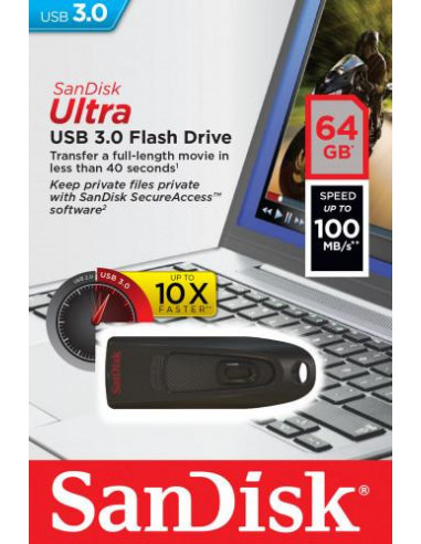 Pen Drive SanDisk Ultra - 64GB, USB...