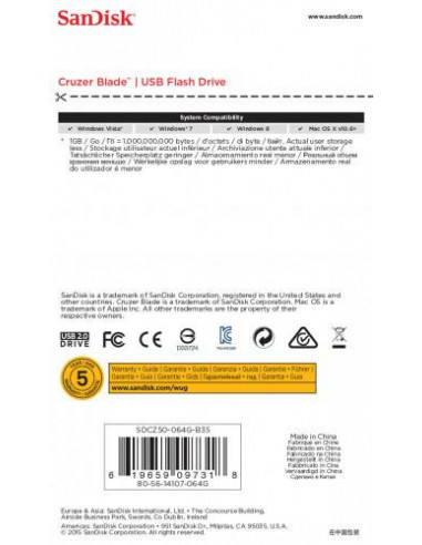 Unidade Flash USB Sandisk Cruzer...