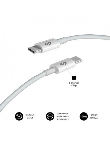SUBBLIM CABLE PLUS 100W C-C 2m WHITE