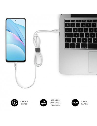 SUBBLIM CABLE PLUS 100W C-C 2m WHITE