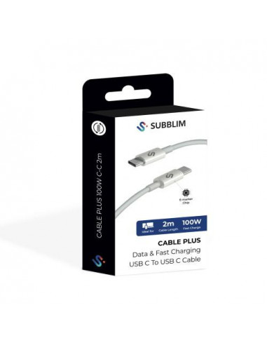 SUBBLIM CABLE PLUS 100W C-C 2m WHITE