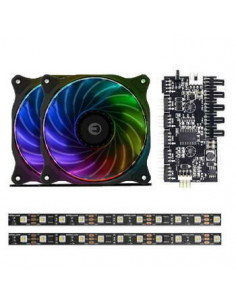 Kit 2X Fan Rgb + 2X Stripe...