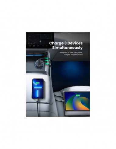 Carregador de Carro UGREEN 75W com 3...