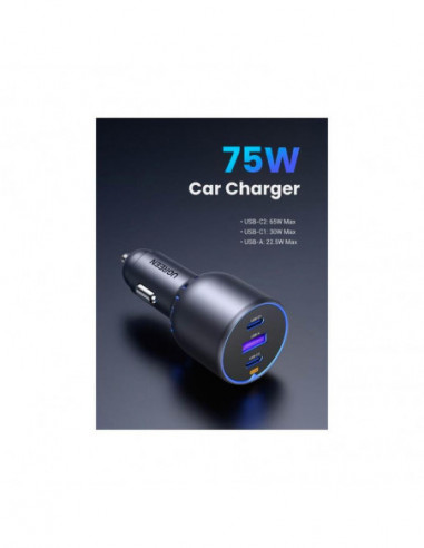 Carregador de Carro UGREEN 75W com 3...