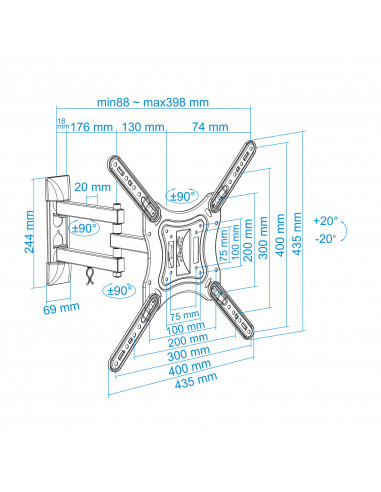 Suporte Parede LCD/TV 23>55p Tooq...