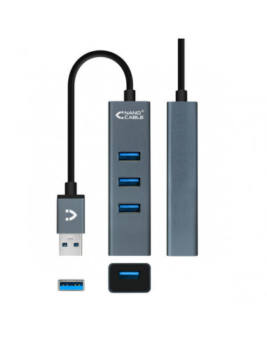 Hub USB 3.2 Gen 1 NanoCable, 4 Portas...