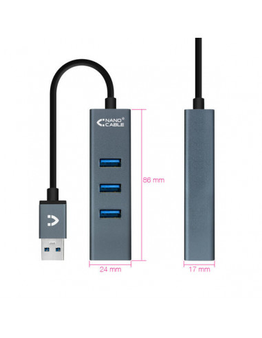 Hub USB 3.2 Gen 1 NanoCable, 4 Portas...