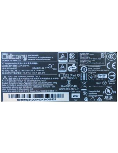 Carregador MSI 230W 19.5V 11.8A p/...