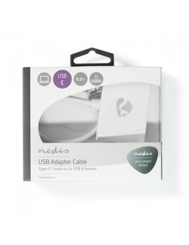 Conversor USB-C M -> 2x USB 3.1 F Tipo A