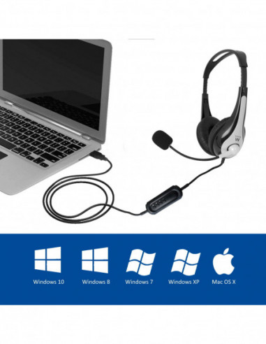 Auscultadores EWENT USB Fita de...