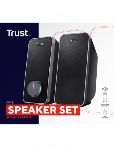 Colunas Trust Arys 2.0: 14W, USB,...