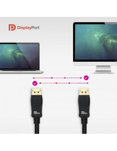 Cabo Nanocable DisplayPort 1.4: 1m,... Cabo Nanocable DisplayPort 1.4: 1m,...