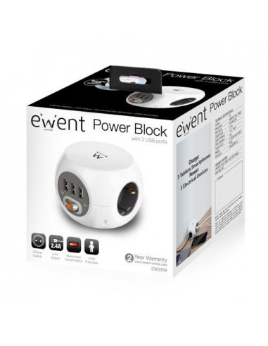 Extensão Ewent EW3939: 3 Tomadas AC +... Extensão Ewent EW3939: 3 Tomadas AC +...