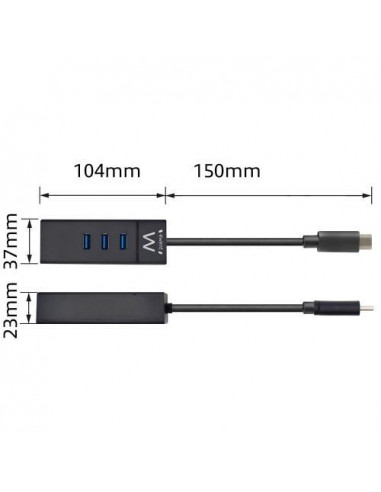 Hub Ewent USB-C com 3 Portas USB e 1... Hub Ewent USB-C com 3 Portas USB e 1...