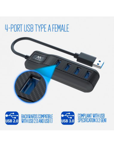 Hub USB Ewent EW1138: 4 Portas, USB... Hub USB Ewent EW1138: 4 Portas, USB...