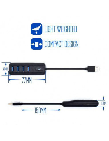Hub USB Ewent EW1138: 4 Portas, USB... Hub USB Ewent EW1138: 4 Portas, USB...