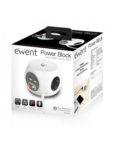 Extensão Ewent EW3957: 3 Tomadas... Extensão Ewent EW3957: 3 Tomadas...