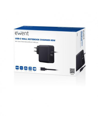 Carregador Ewent EW3978: USB-C 65W,...