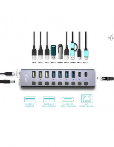 Hub USB I-Tec 9 Portas com LAN e... Hub USB I-Tec 9 Portas com LAN e...