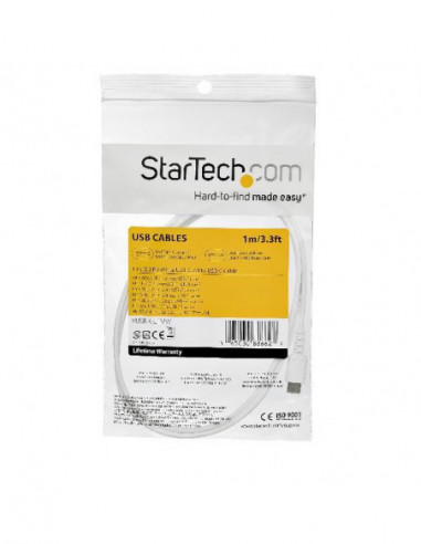 Cabo USB-C StarTech - Branco - 1m -... Cabo USB-C StarTech - Branco - 1m -...