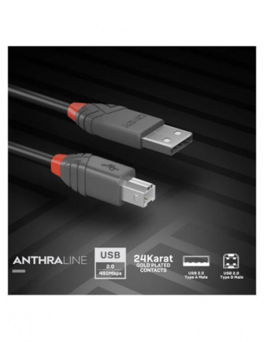 Cabo Lindy USB 2.0 Tipo A para B - 5m... Cabo Lindy USB 2.0 Tipo A para B - 5m...