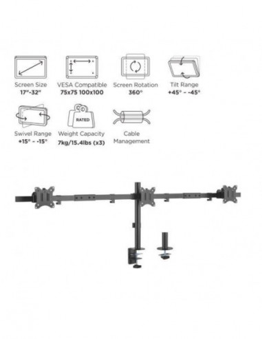 Suporte EQUIP 650158 - Triplo Monitor...