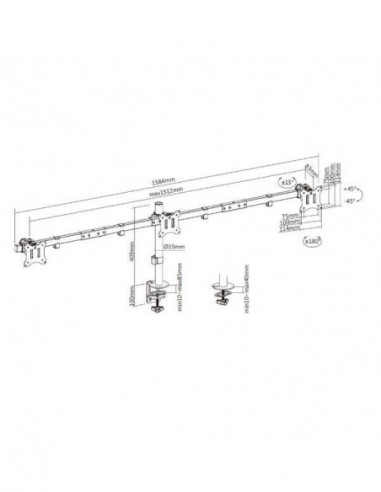 Suporte EQUIP 650158 - Triplo Monitor...