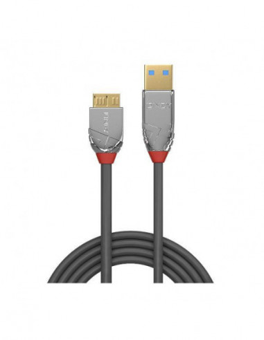 Cabo USB 3.2 Lindy A-Micro-B 1m - Cinza