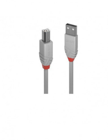 Cabo USB 2.0 Lindy - 3m, Cinzento