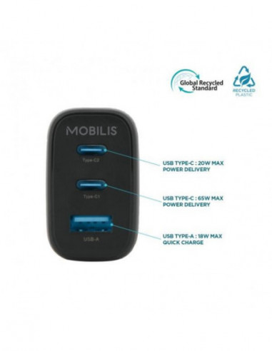 Carregador Mobilis USB-C - Preto Carregador Mobilis USB-C - Preto