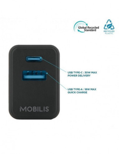 Carregador Mobilis Dual USB-C/USB-A...
