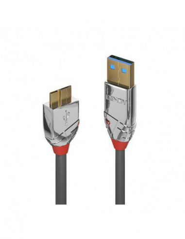 Cabo USB 3.2 Lindy A-Micro-B 1m - Cinza