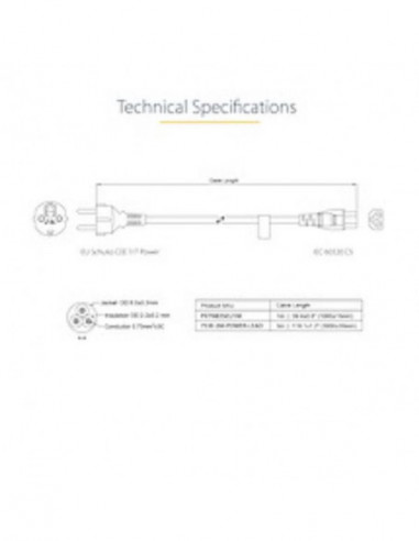 Cabo de Alimentação StarTech - 3m,...