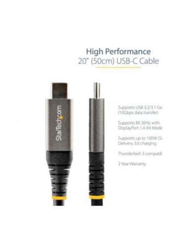 Cabo StarTech USB31CCV50CM: USB-C... Cabo StarTech USB31CCV50CM: USB-C...