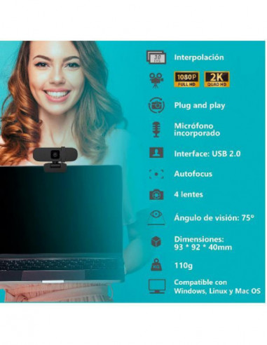 Câmara Web Nilox NXWCA01 - 2560x1440p... Câmara Web Nilox NXWCA01 - 2560x1440p...