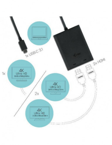 Adaptador i-tec USB-C 2x HDMI 4K...