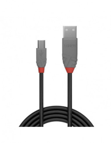 Cabo USB 2.0 Lindy A-Mini-B 0.2m - Preto