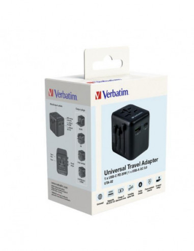 Adaptador de Viagem Verbatim UTA-02,... Adaptador de Viagem Verbatim UTA-02,...