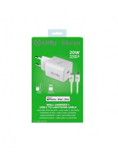 Carregador Celly USB-C 20W com Cabo... Carregador Celly USB-C 20W com Cabo...
