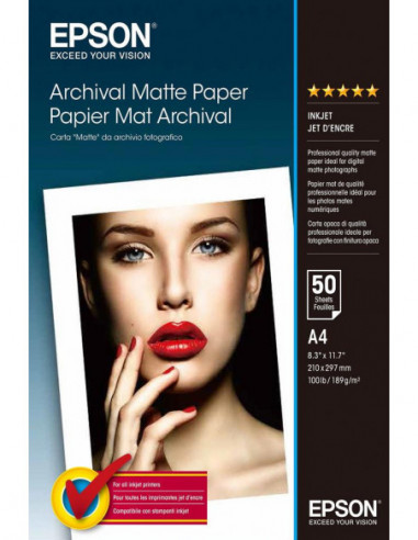 Papel Epson Archival Matte A4+ 50f