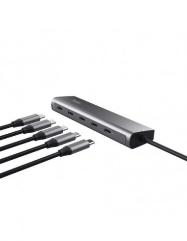 Hub USB-C Trust 5 Portas em Alumínio Hub USB-C Trust 5 Portas em Alumínio