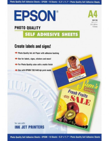 Papel Epson Photo Self-Adhesive A4 10f Papel Epson Photo Self-Adhesive A4 10f