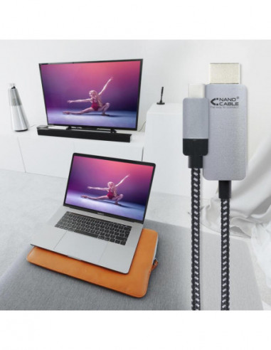 Cabo USB-C para HDMI Nanocable, 1.8m,... Cabo USB-C para HDMI Nanocable, 1.8m,...