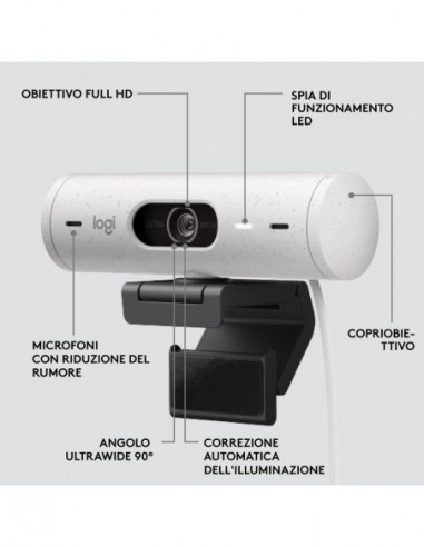 Câmara Web Logitech Brio 500 Branca