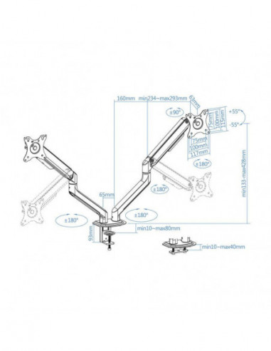 Suporte de Monitor Tooq DB4132TNR-W