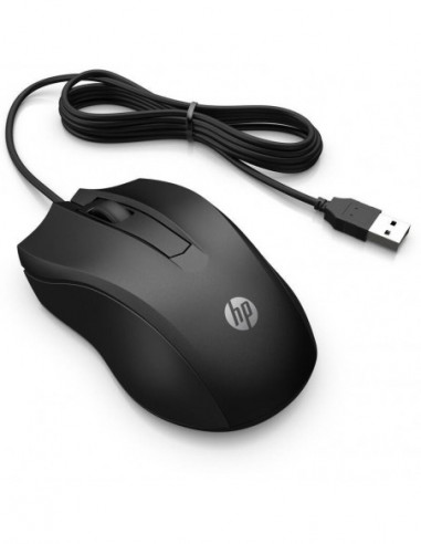 Rato com Fio HP 100, USB, Ótico, Preto