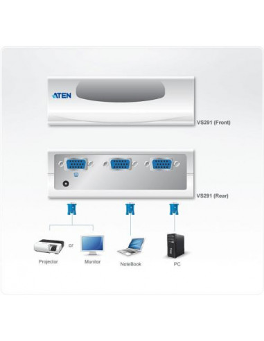 Comutador de Vídeo ATEN VS291: VGA, 2...