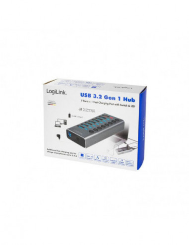 Hub USB Logilink UA0387: 8 Portas,... Hub USB Logilink UA0387: 8 Portas,...