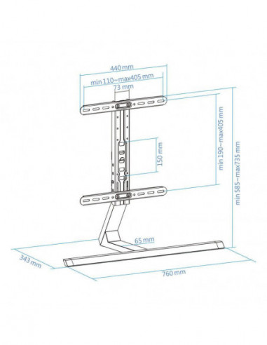 Suporte de Mesa Tooq para TV 32?-65?...
