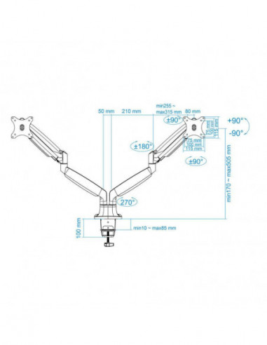 Suporte Tooq para 2 Monitores,...